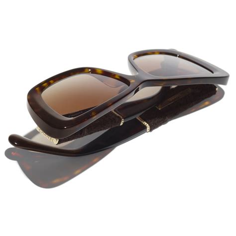 chanel rectangle sunglasses dark tortoise